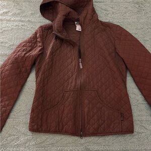 Women's Quilted Brown Hooded Jacket